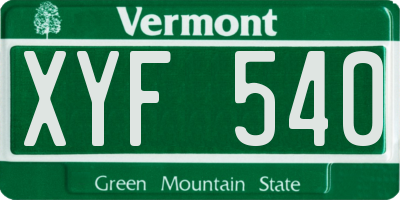 VT license plate XYF540
