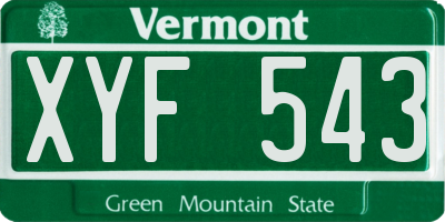 VT license plate XYF543