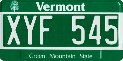 VT license plate XYF545