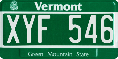 VT license plate XYF546