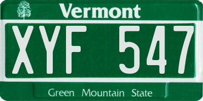 VT license plate XYF547