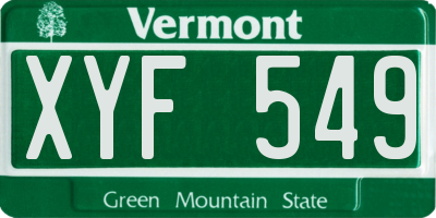VT license plate XYF549