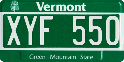 VT license plate XYF550