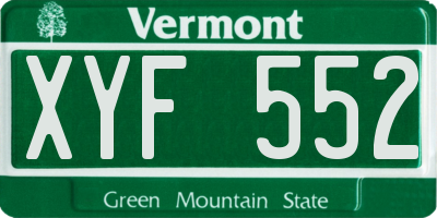 VT license plate XYF552