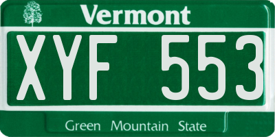 VT license plate XYF553