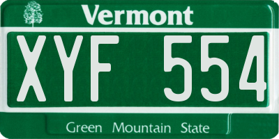 VT license plate XYF554
