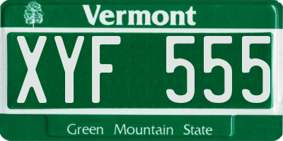 VT license plate XYF555