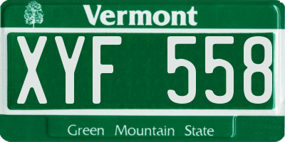 VT license plate XYF558