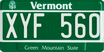 VT license plate XYF560