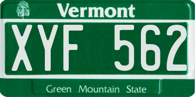 VT license plate XYF562
