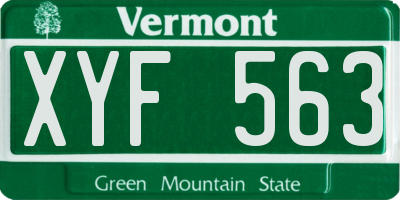VT license plate XYF563