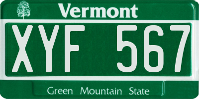 VT license plate XYF567