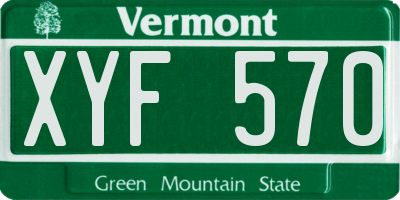 VT license plate XYF570
