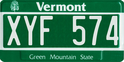 VT license plate XYF574
