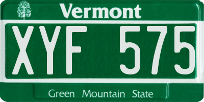 VT license plate XYF575