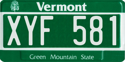 VT license plate XYF581