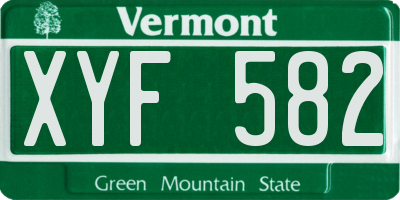 VT license plate XYF582