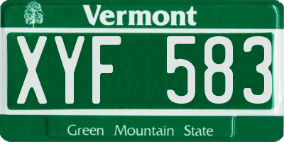 VT license plate XYF583
