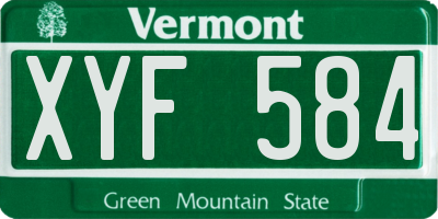 VT license plate XYF584