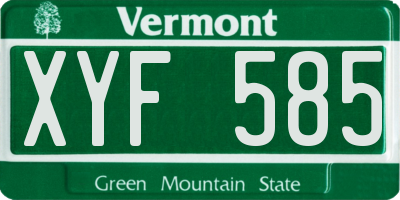 VT license plate XYF585