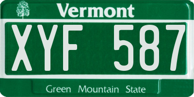 VT license plate XYF587