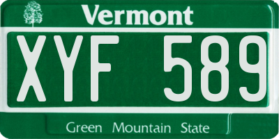 VT license plate XYF589