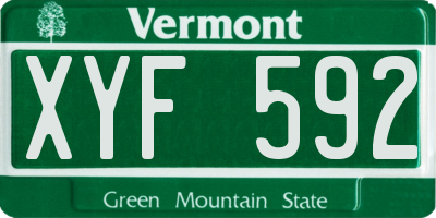 VT license plate XYF592