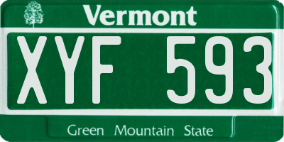 VT license plate XYF593