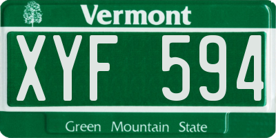 VT license plate XYF594
