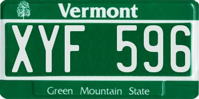 VT license plate XYF596