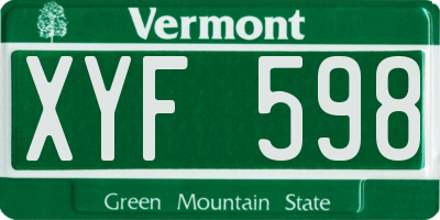 VT license plate XYF598