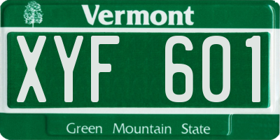 VT license plate XYF601