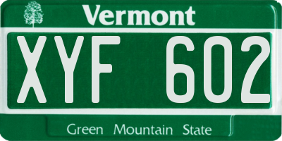 VT license plate XYF602