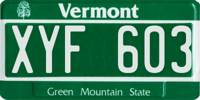 VT license plate XYF603