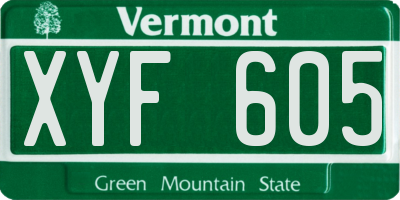 VT license plate XYF605
