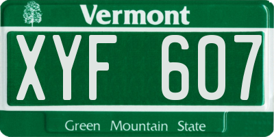 VT license plate XYF607