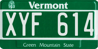 VT license plate XYF614