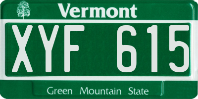 VT license plate XYF615