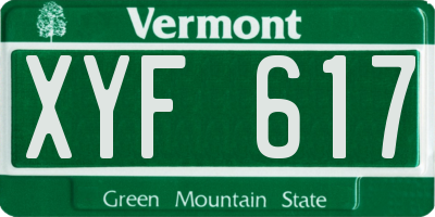 VT license plate XYF617