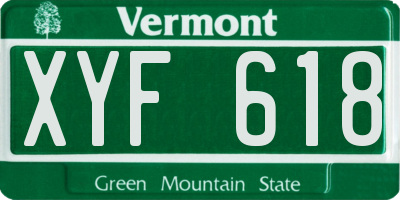 VT license plate XYF618