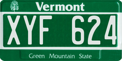 VT license plate XYF624