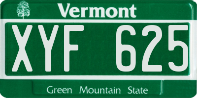 VT license plate XYF625