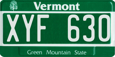 VT license plate XYF630