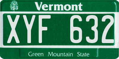 VT license plate XYF632