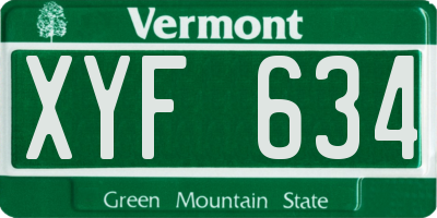VT license plate XYF634