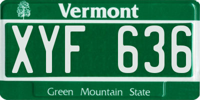 VT license plate XYF636