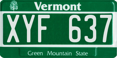 VT license plate XYF637