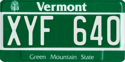 VT license plate XYF640
