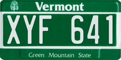 VT license plate XYF641