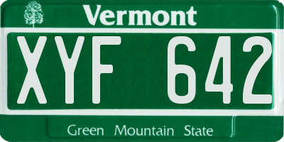 VT license plate XYF642